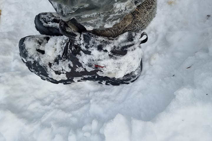 Frozen boots! Oh the misery!