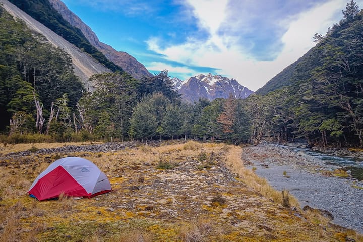 My campsite (looking upstream)