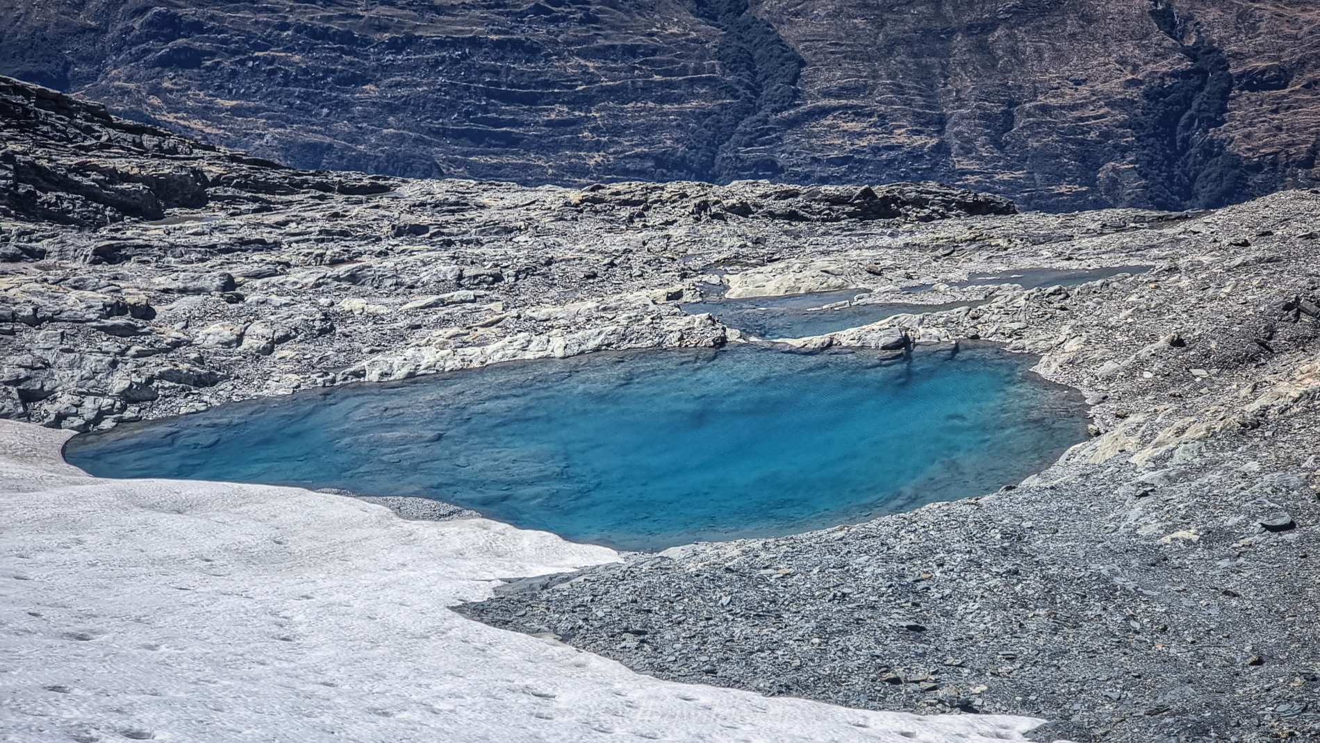 Beautiful blue tarn - pure glacier melt!