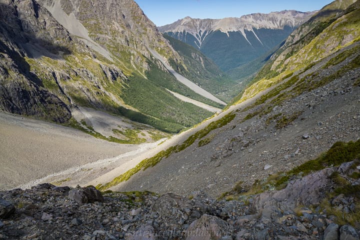 The start of the scree slope to descend