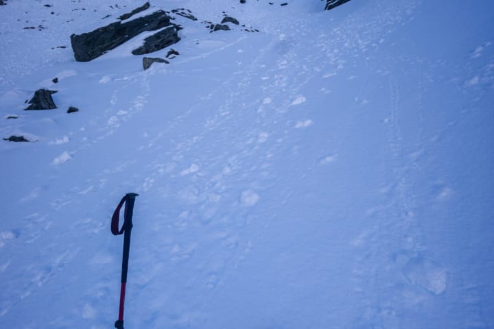 Making my way up the steep direct route