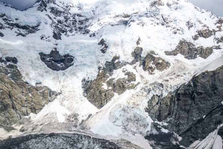 Caroline and Ball Glacier in full view
