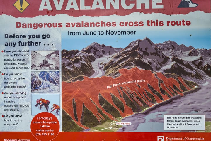 This sign definitely shows how vulnerable the area is to avalanches!